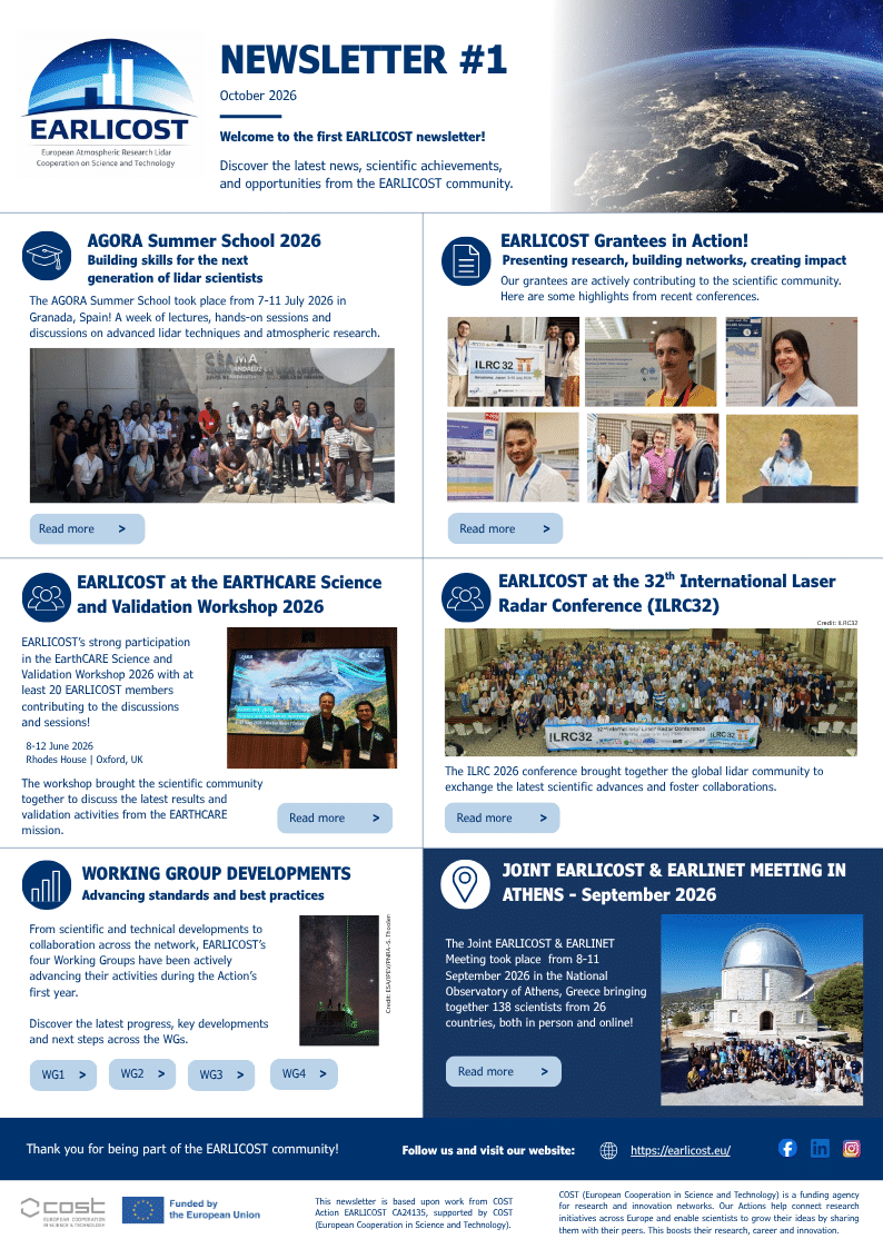 EARLICOST Newsletter #1 - October 2026